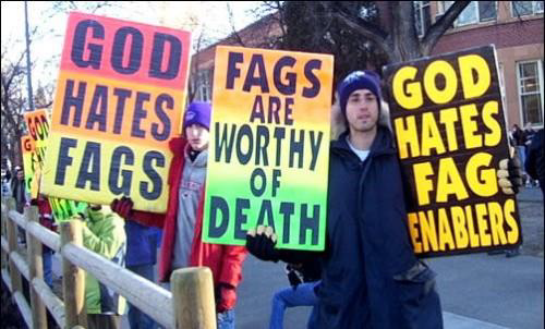 Homophobic religious protestors in the US.
