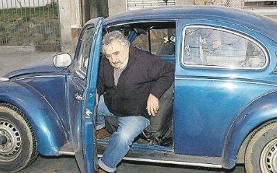 Uruguayan President José Mujica in his VW Beetle.